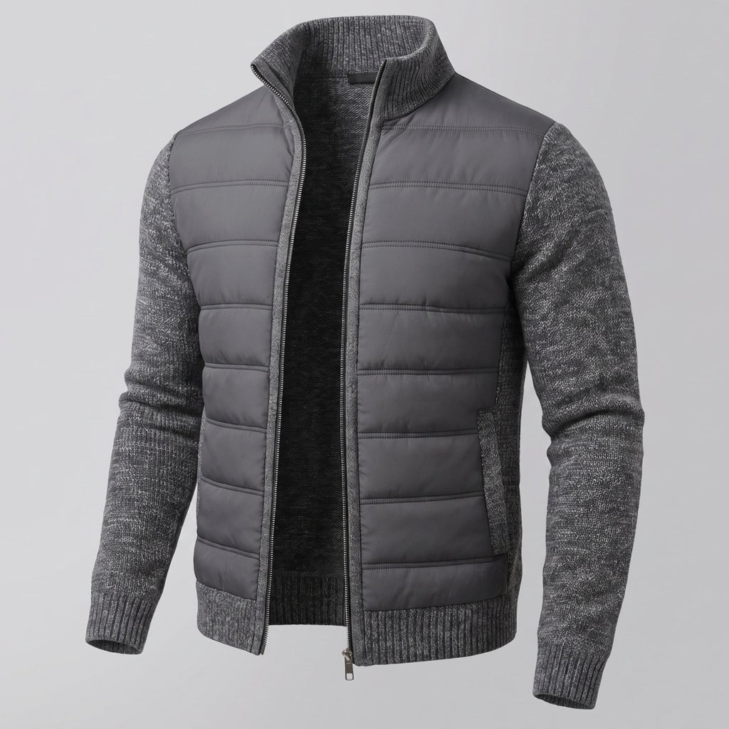 Women's Hybrid Quilted Jacket Fleece-Sleeve Full-Zip Puffer