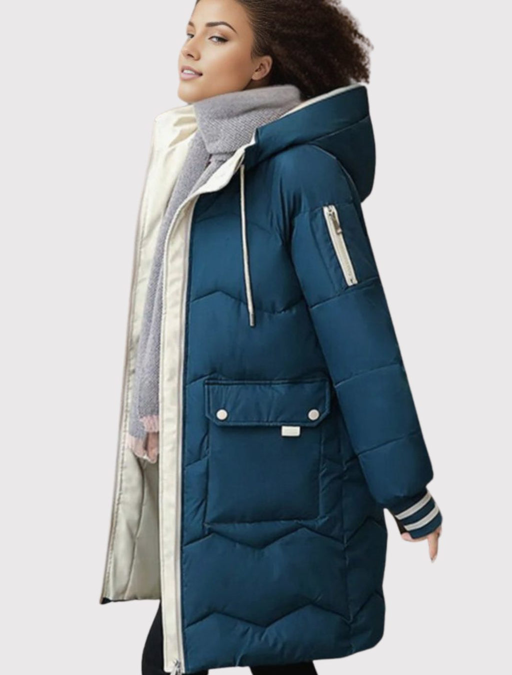 Women's Insulated Hooded Long Puffer Winter Coat - Blue
