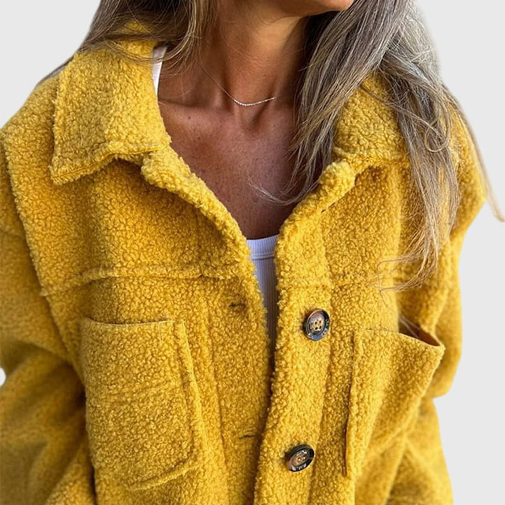 Women's Jacket Cozy Sherpa Button-Front Lapel Coat