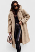 Women's Jacket Long Teddy Coat Oversized Sherpa Fleece - Beige