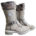 Women's Knit Cuff Lace-Up Side-Zip Winter Boots - White