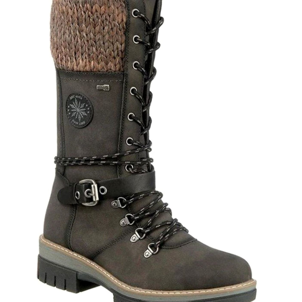 Women's Knit Cuff Lace-Up Side-Zip Winter Boots - Green