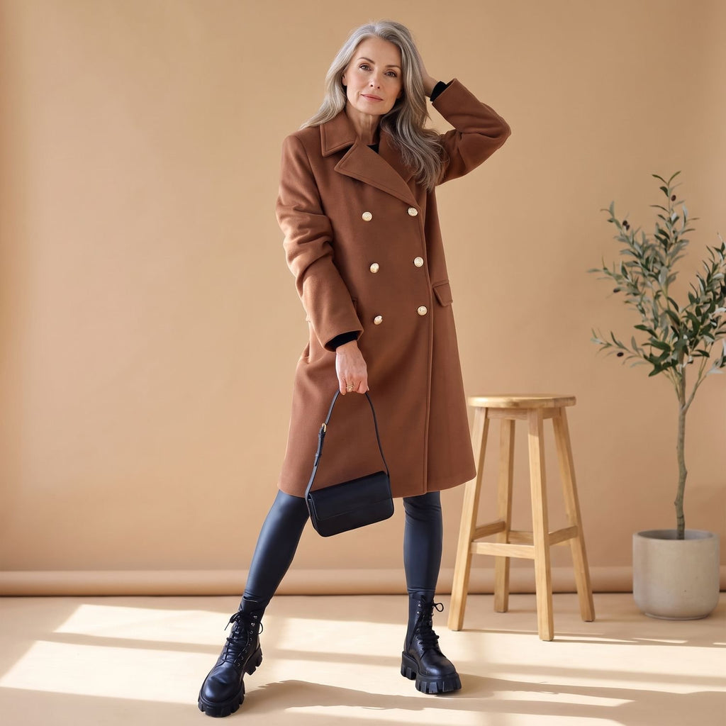 Women's Korean Wool Coat Double-Breasted Elegant Fit