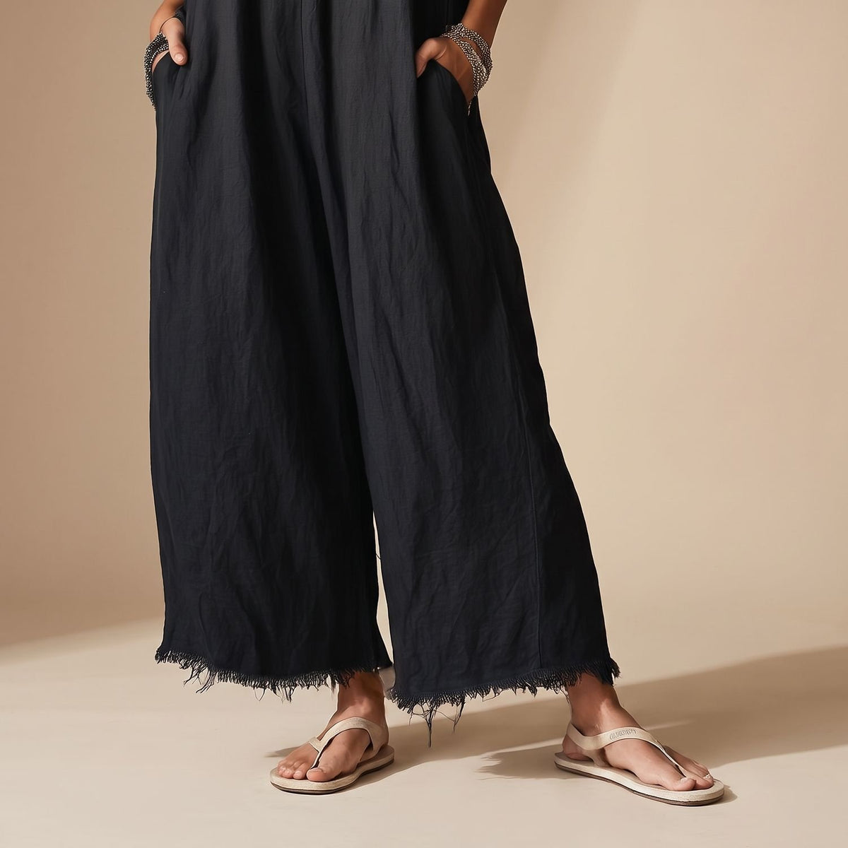 Women's Lace-Trim Spaghetti Strap Relaxed Wide-Leg Jumpsuit