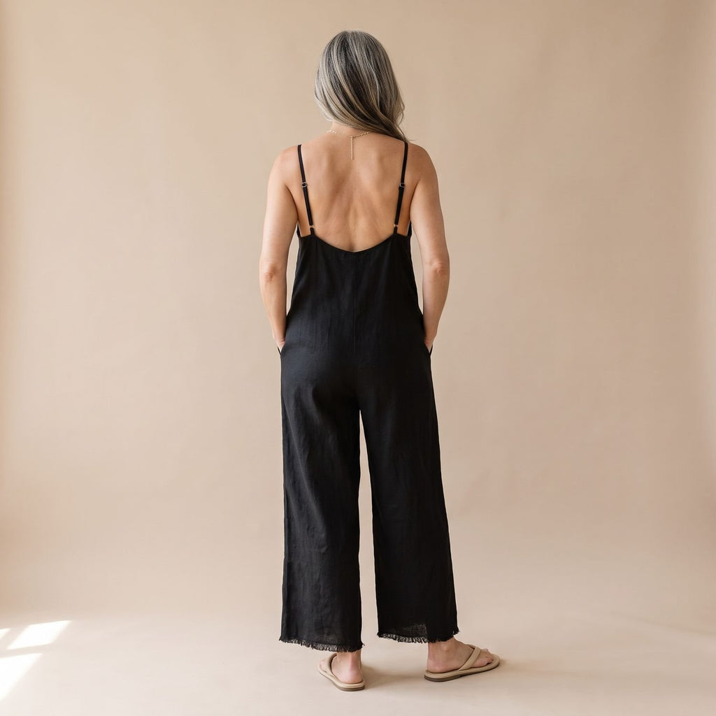 Women's Lace-Trim Spaghetti Strap Relaxed Wide-Leg Jumpsuit