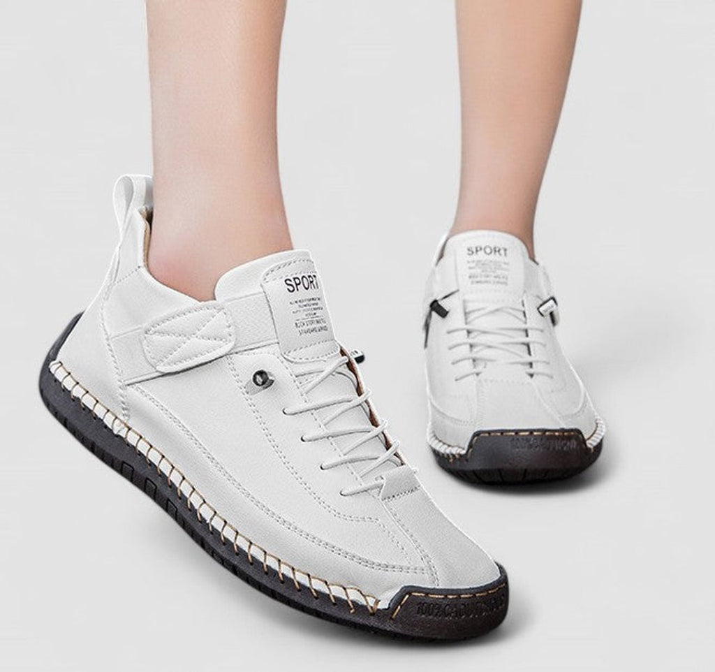 Women's Lace-Up Velcro Strap Low-Top Comfort Sneakers - White
