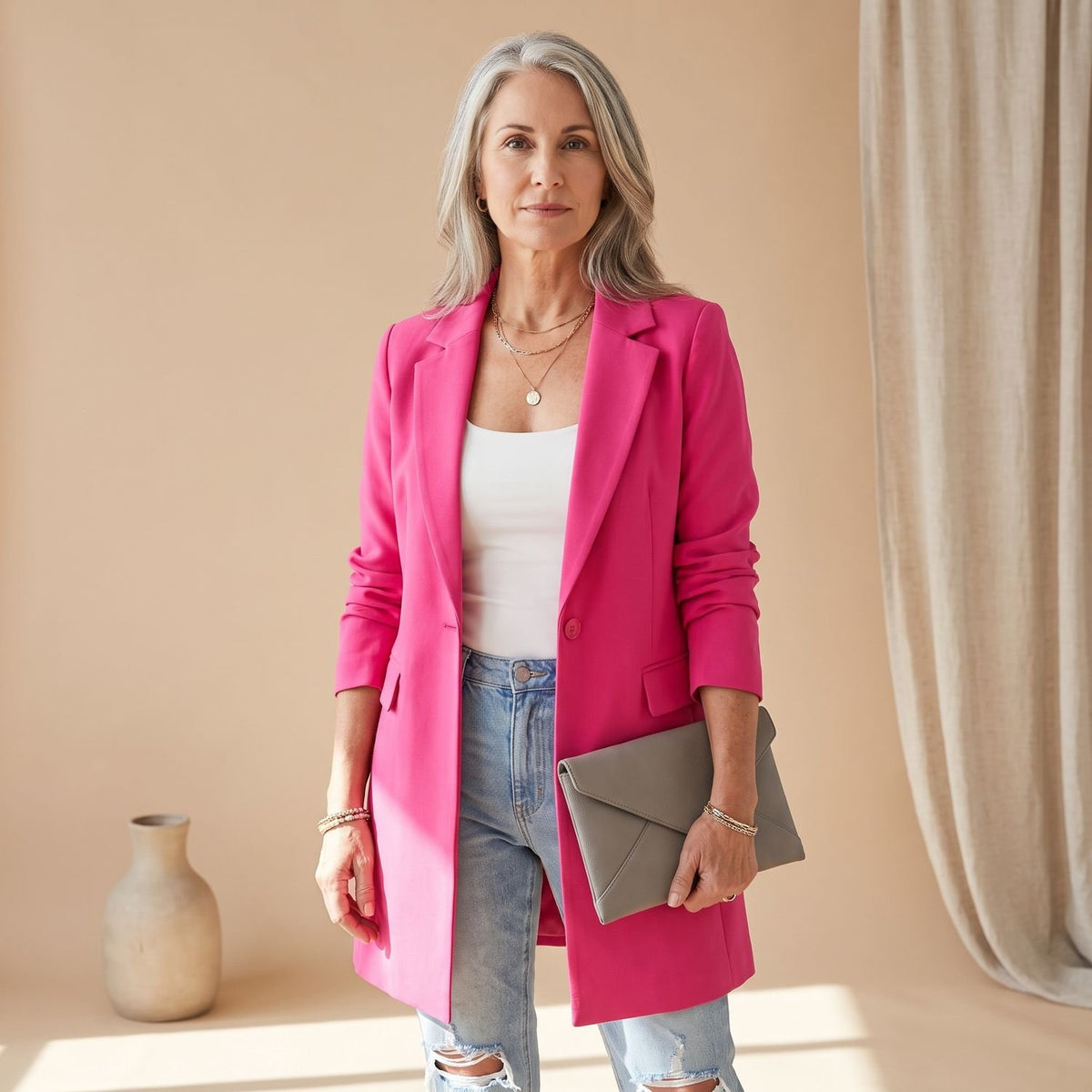 Women's Lapel Single-Button Tailored Trench Coat