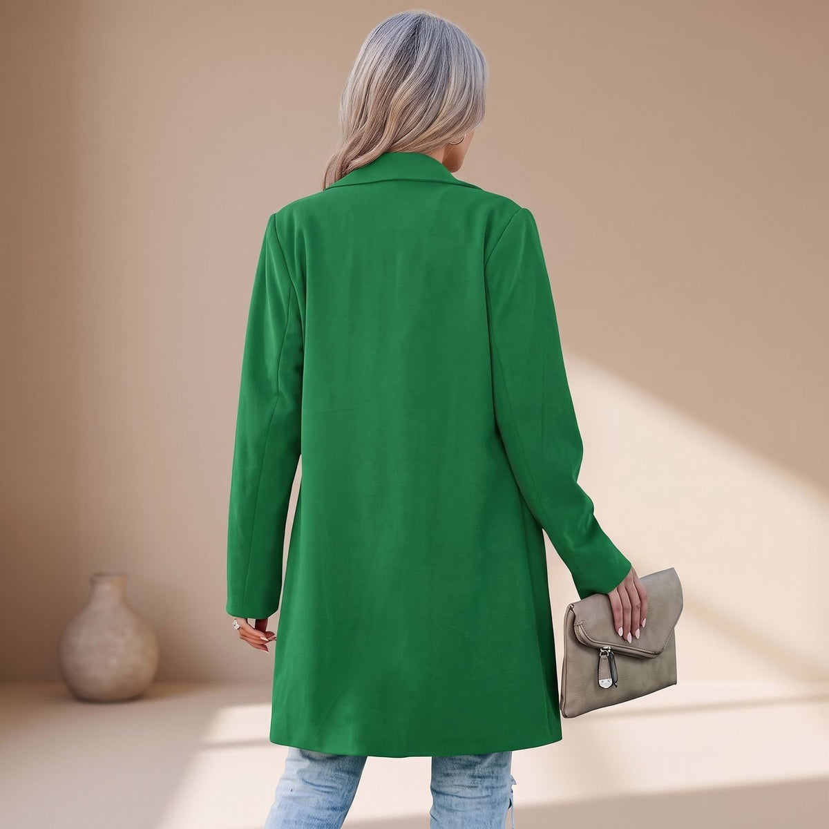Women's Lapel Single-Button Tailored Trench Coat