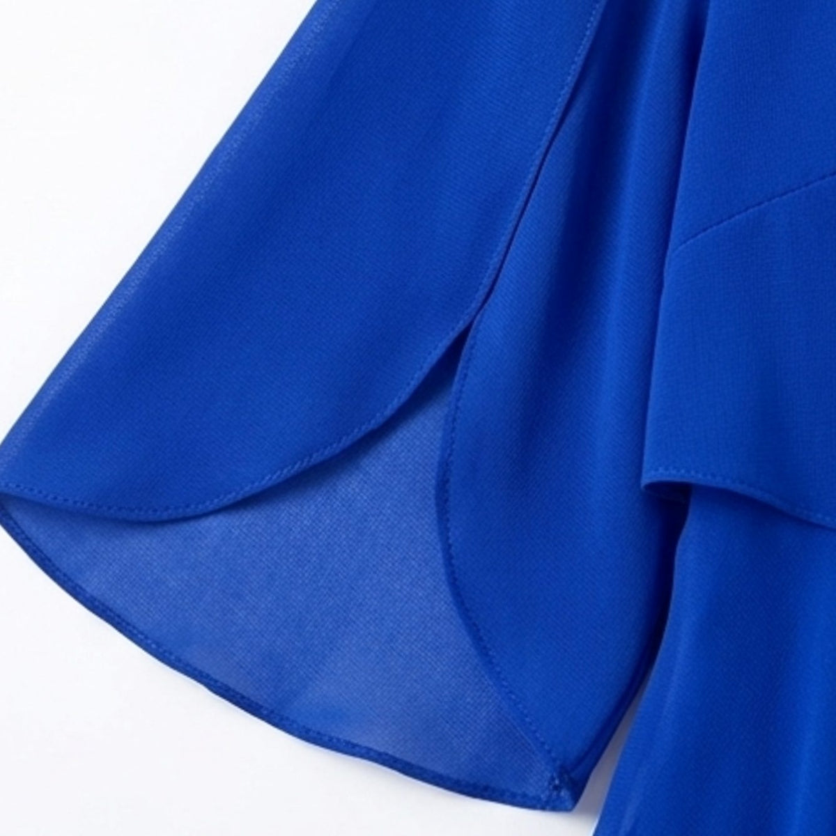 Women's Layered Ruffle Dress Flutter-Sleeve Chiffon Midi