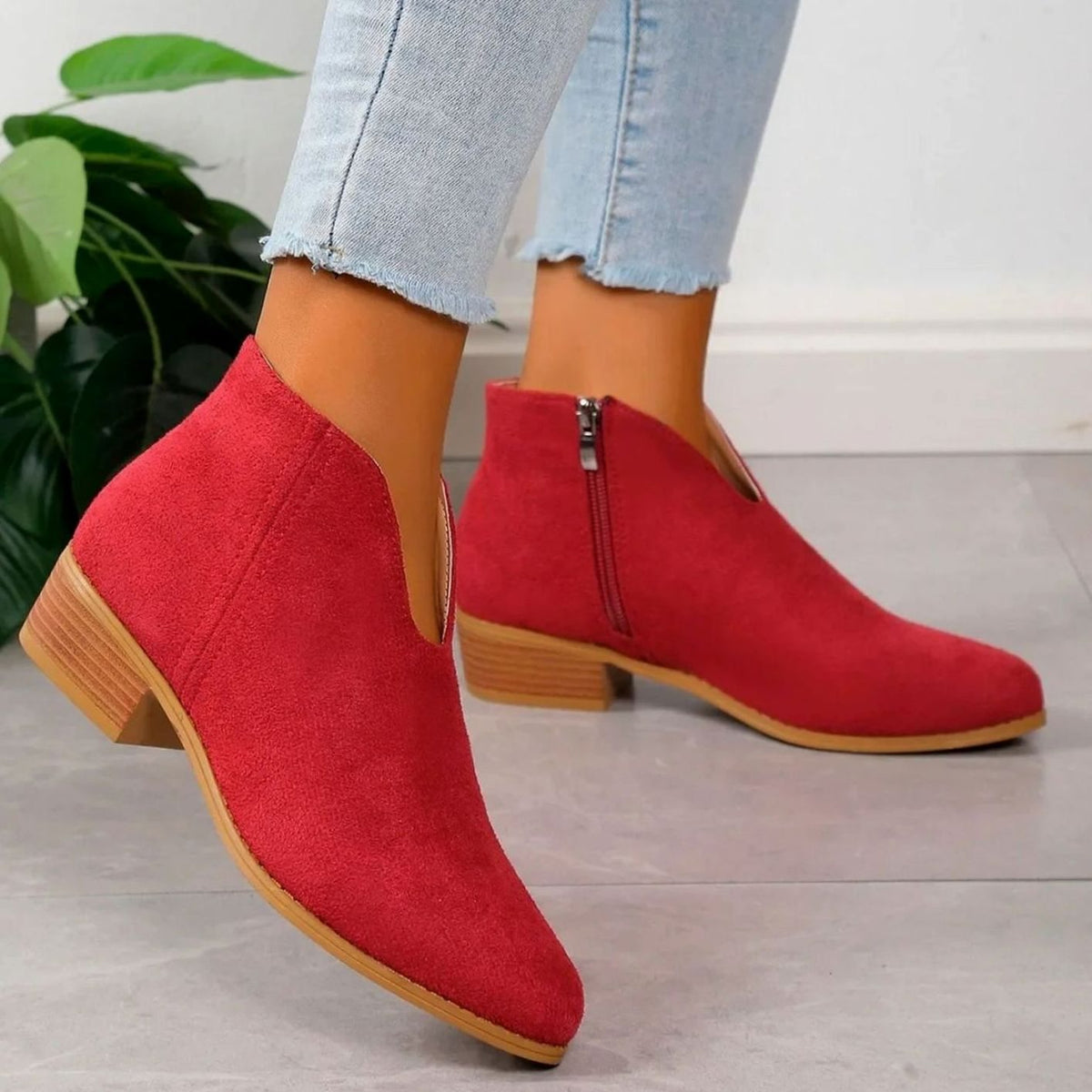 Women's Leopard Print Block-Heel Side-Zip Ankle Boots