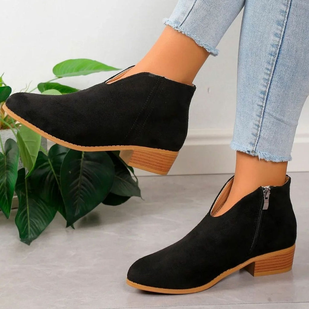 Women's Leopard Print Block-Heel Side-Zip Ankle Boots
