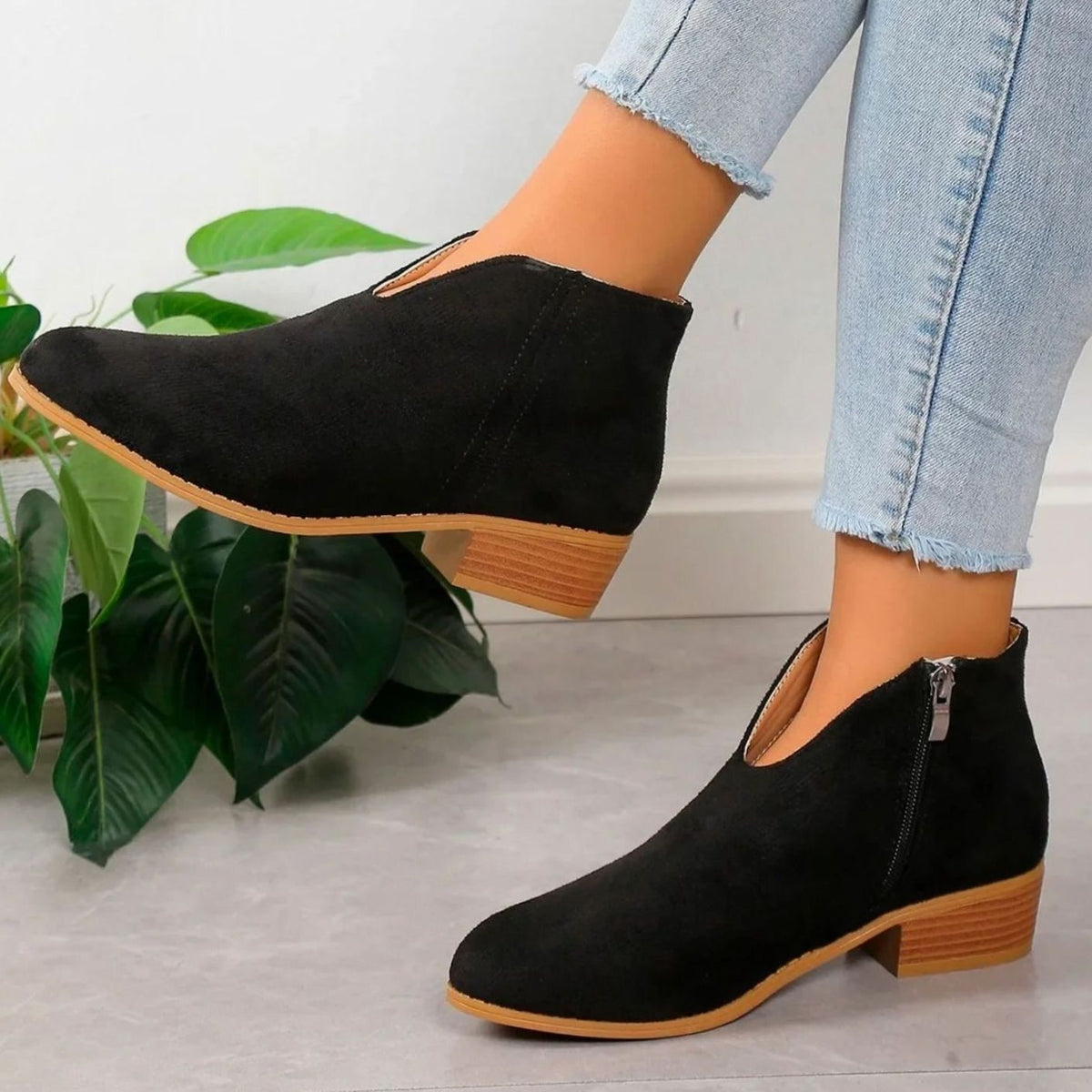 Women's Leopard Print Block-Heel Side-Zip Ankle Boots