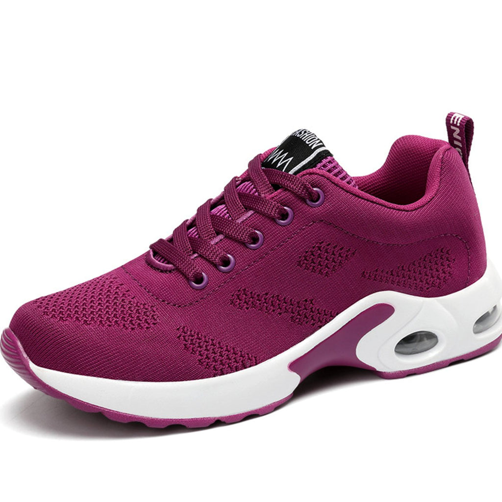 Women's Lightweight Air-Cushion Lace-Up Mesh Running Shoes - Purple