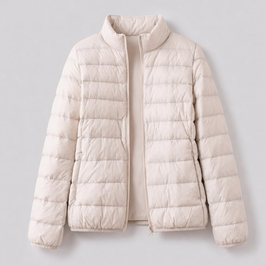 Women's Lightweight Down-Fill Stand-Collar Quilted Jacket - Beige