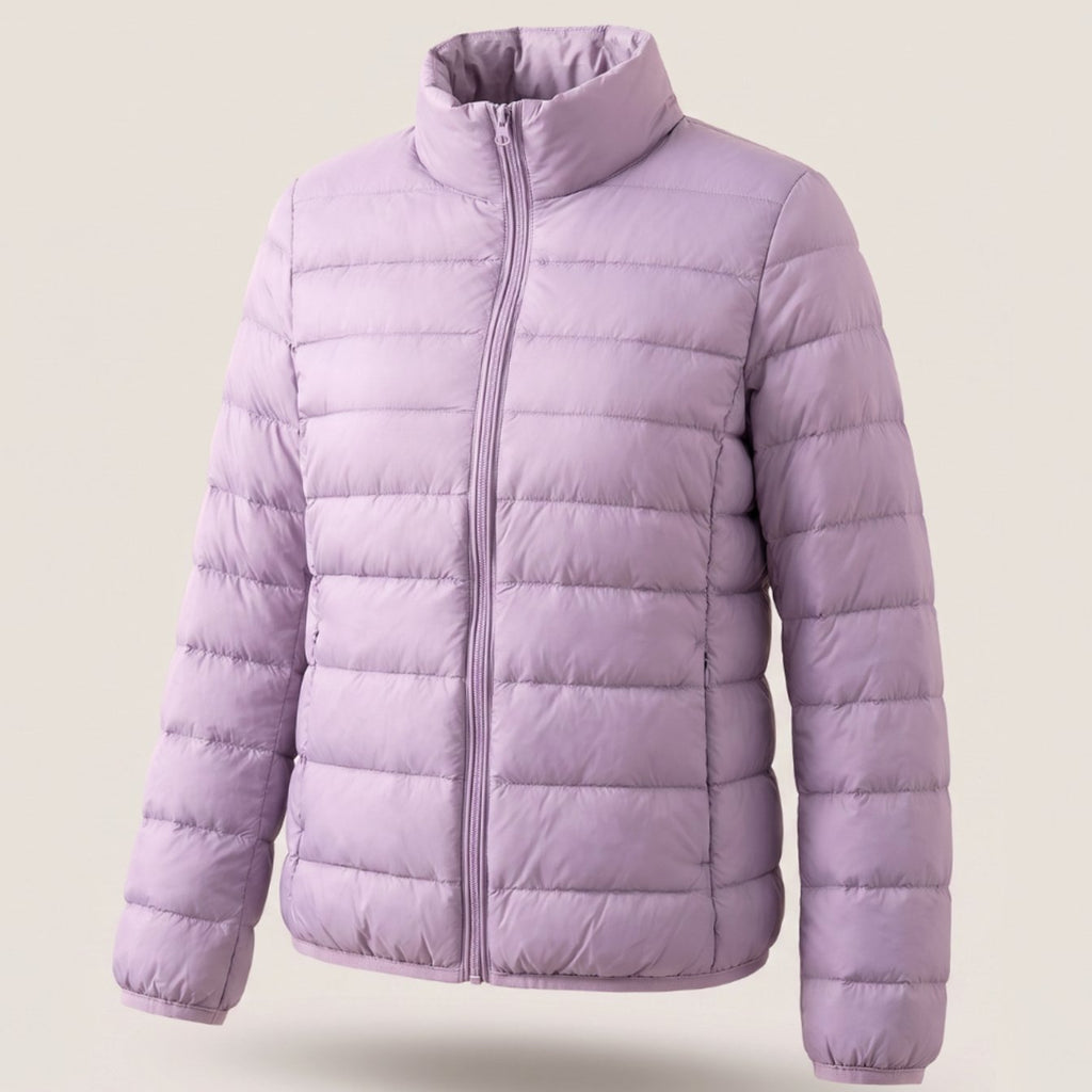 Women's Lightweight Down-Fill Stand-Collar Quilted Jacket - Light Lilac