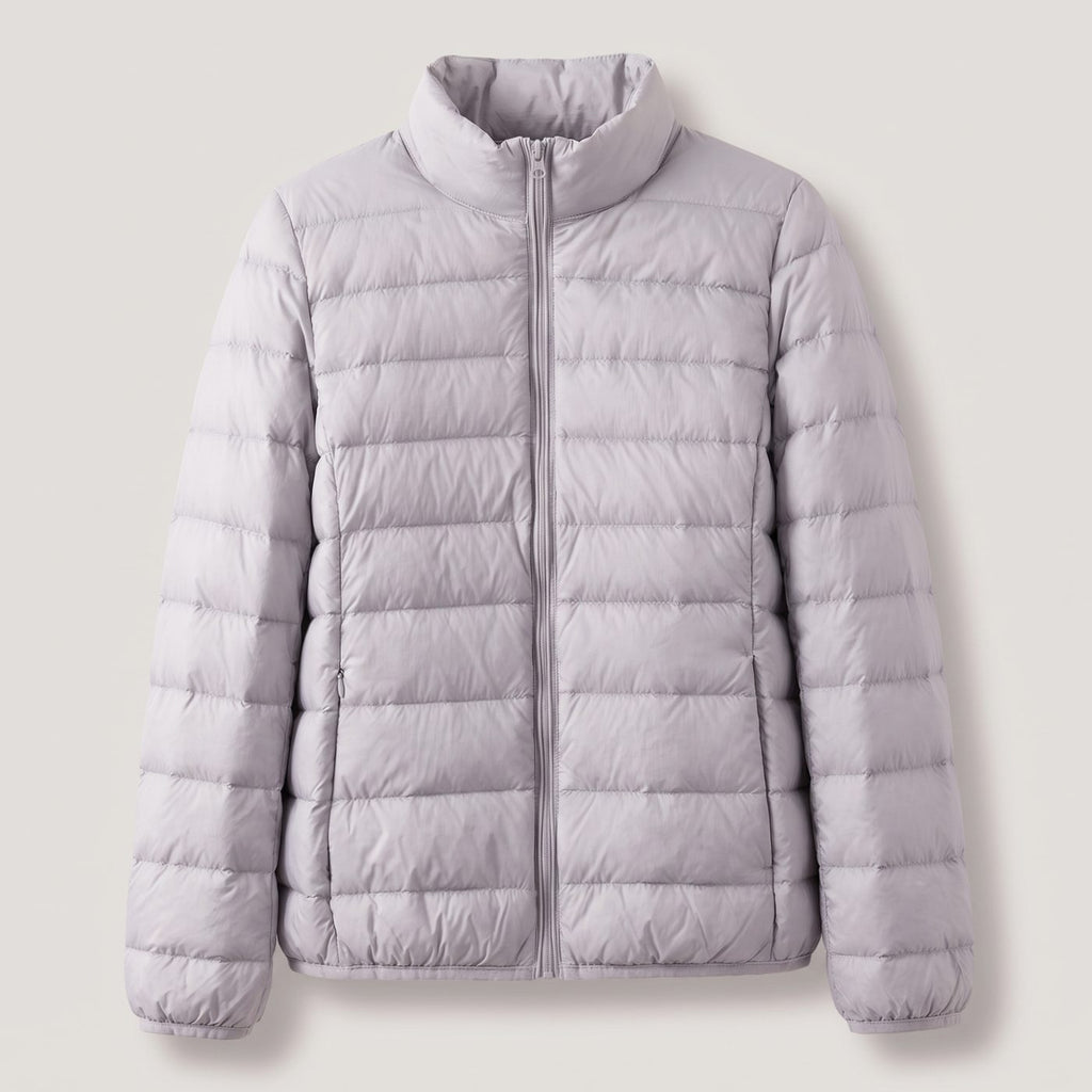 Women's Lightweight Down-Fill Stand-Collar Quilted Jacket - Gray