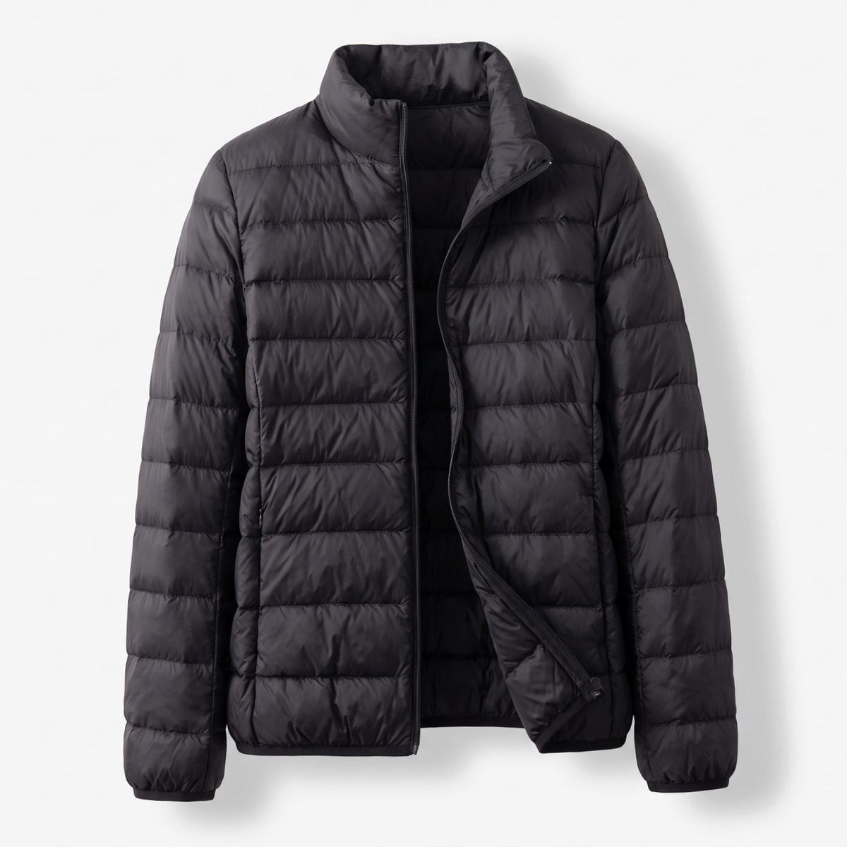 Women's Lightweight Down-Fill Stand-Collar Quilted Jacket - Black