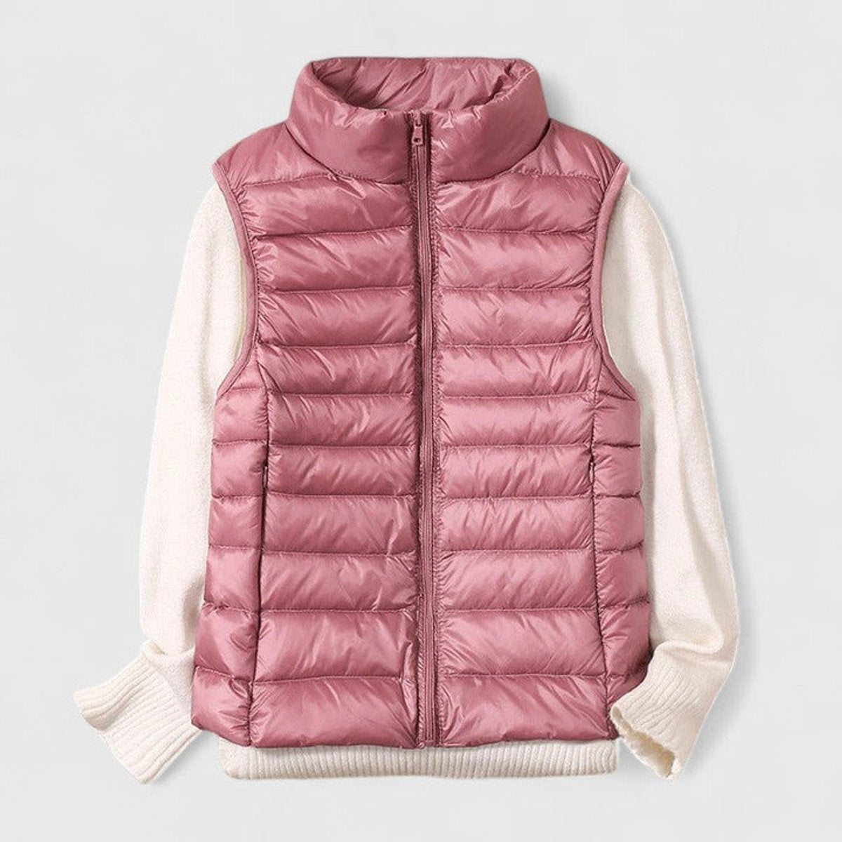 Women's Lightweight Quilted Sleeveless Puffer Vest Zip-Up - Pink