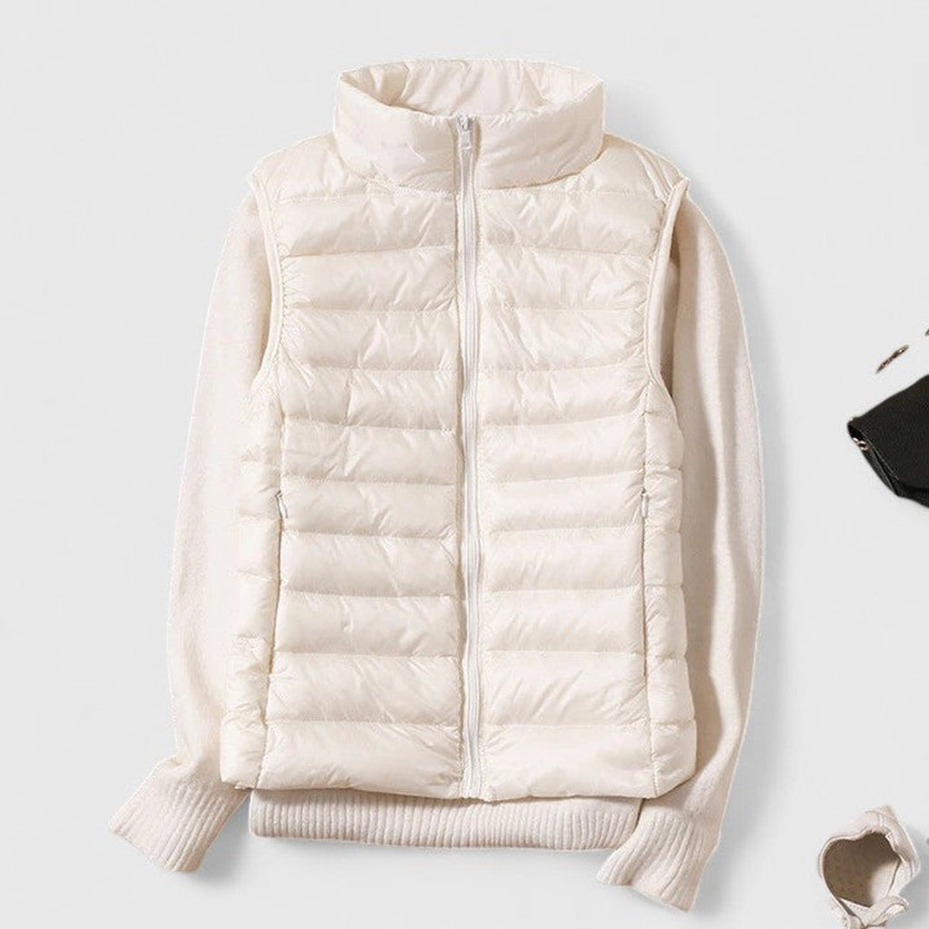 Women's Lightweight Quilted Sleeveless Puffer Vest Zip-Up - White