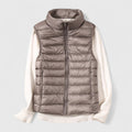 Women's Lightweight Quilted Sleeveless Puffer Vest Zip-Up - Khaki