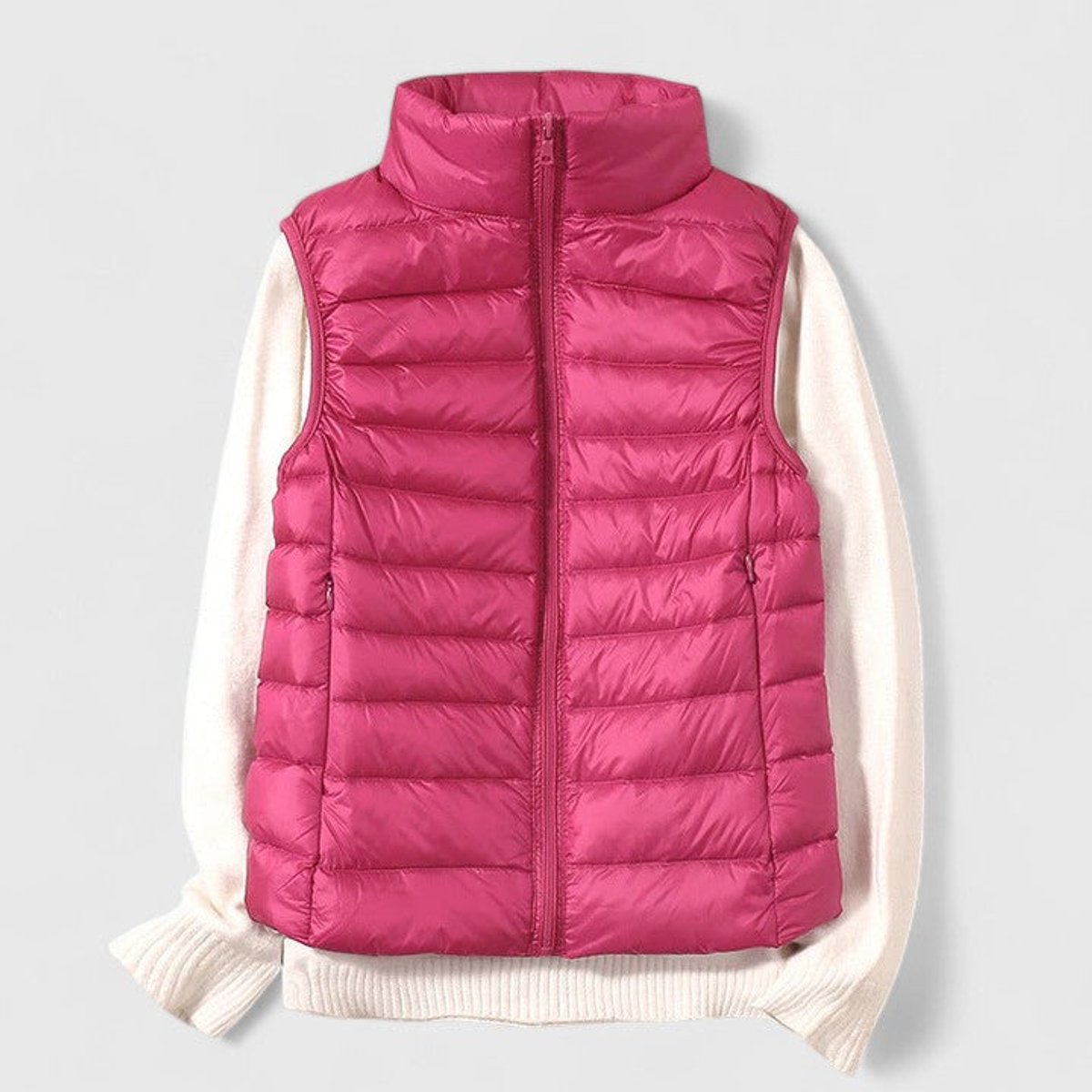 Women's Lightweight Quilted Sleeveless Puffer Vest Zip-Up - Rose