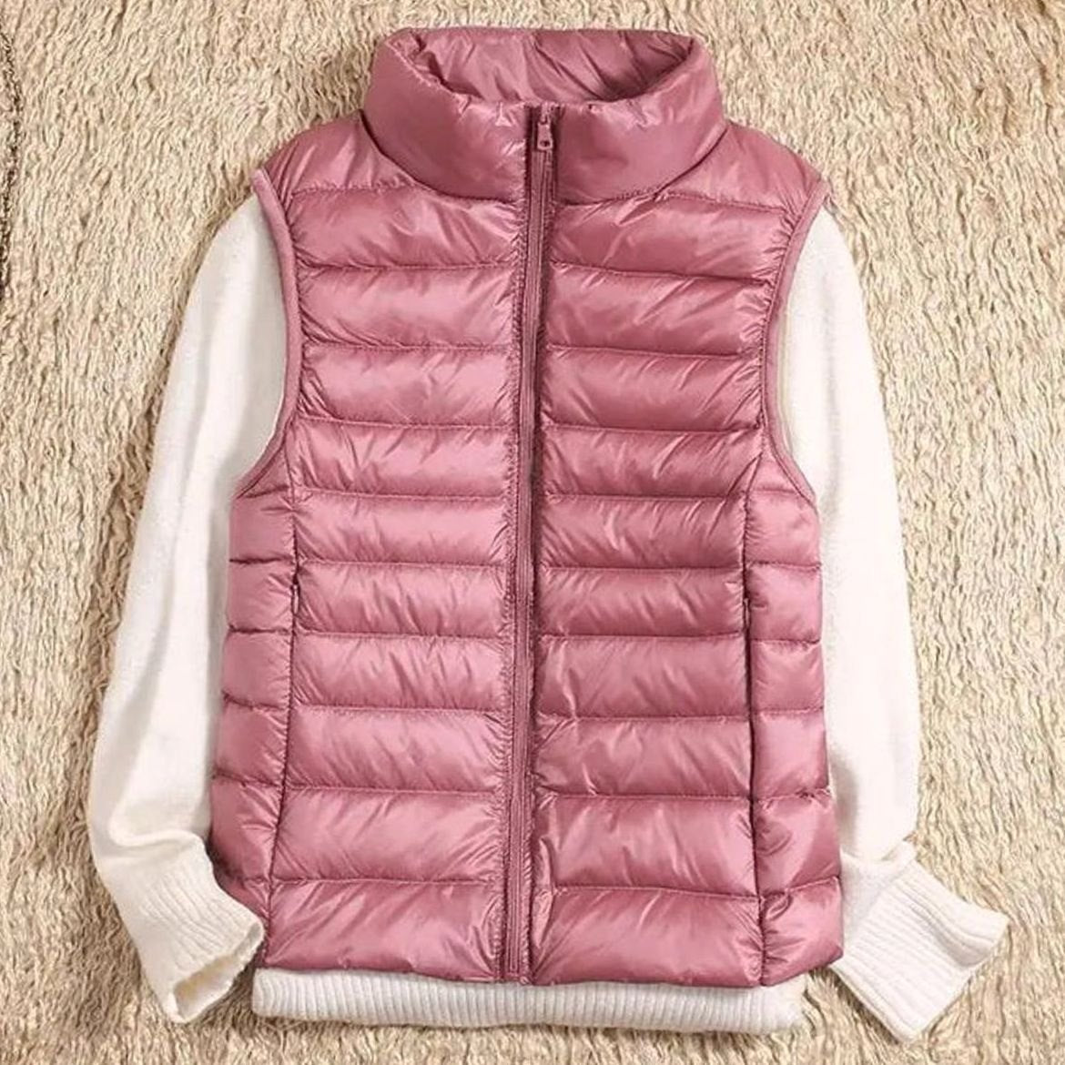 Women's Lightweight Quilted Zip-Front Sleeveless Puffer Vest - Pink
