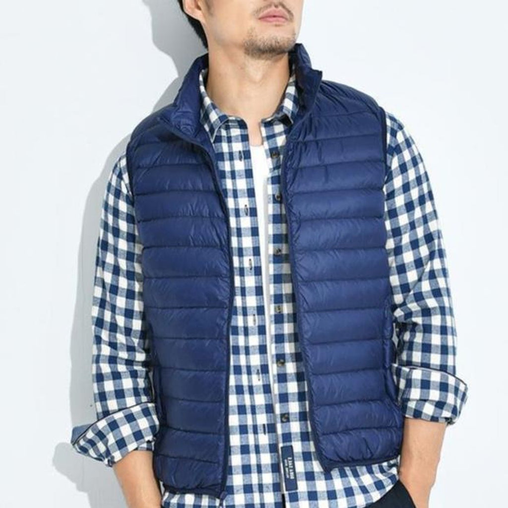 Women's Lightweight Zip-Up Quilted Puffer Vest Stand Collar - Blue