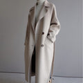 Women's Long Double-Breasted Cashmere Blend Overcoat - Off-White