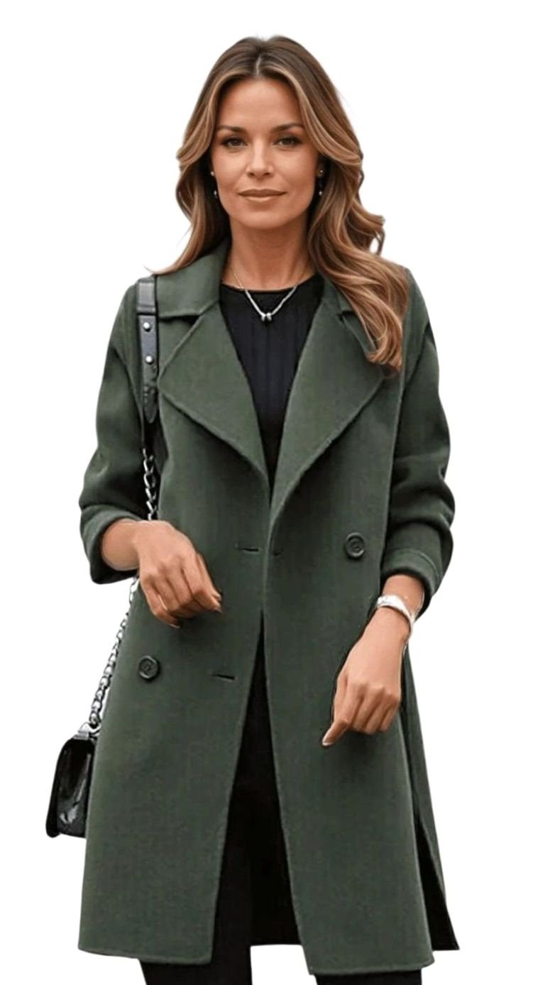 Women's Long Double-Breasted Wool-Blend Winter Coat