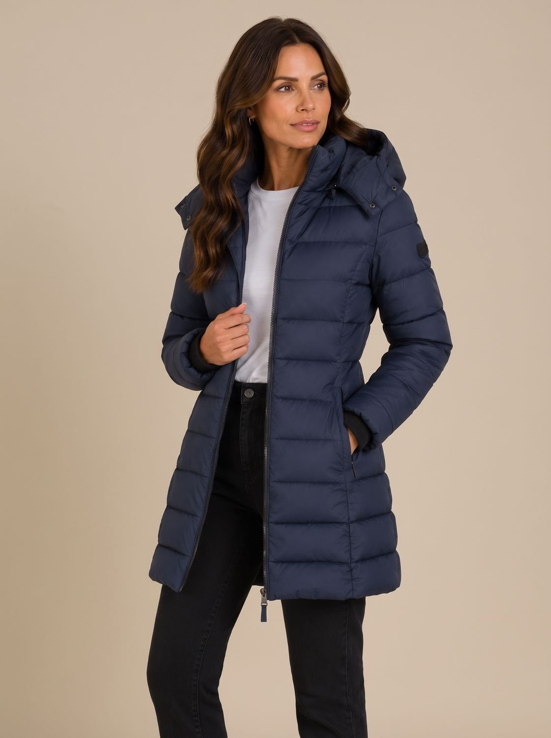 Women's Long Hooded Puffer Jacket Insulated Quilted Winter Coat
