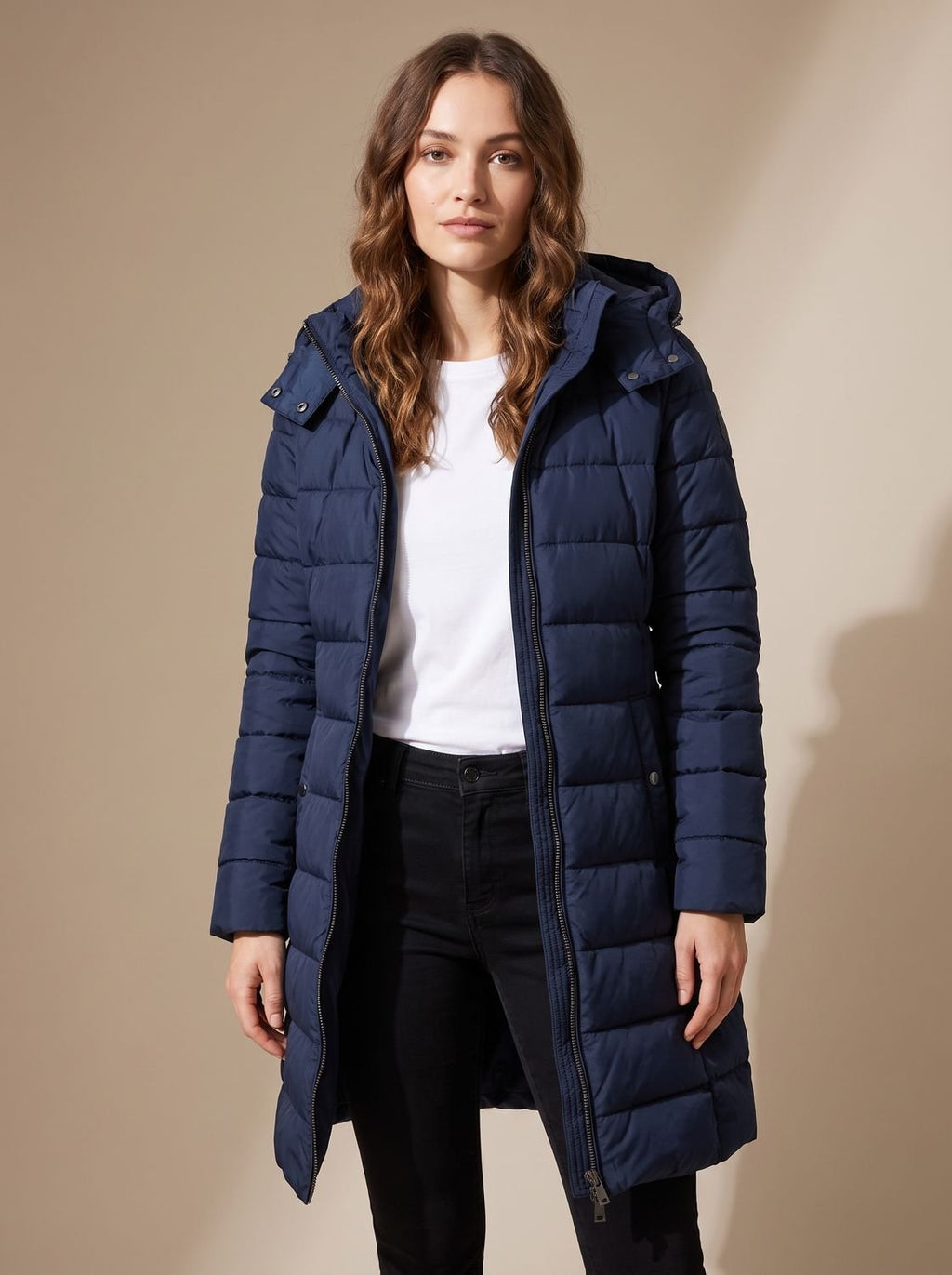 Women's Long Hooded Puffer Jacket Insulated Quilted Winter Coat - Yellow