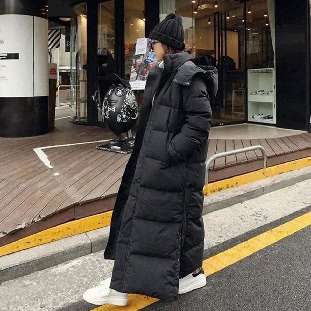 Women's Long Puffer Coat Hooded Maxi Winter Jacket