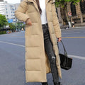 Women's Long Quilted Padded Puffer Winter Coat - Khaki
