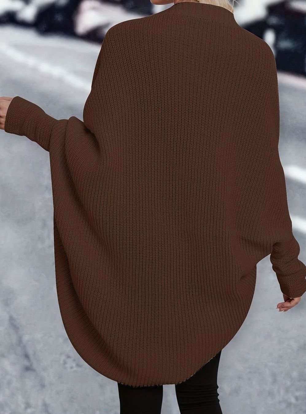 Women's Longline Open-Front Batwing Knit Cardigan