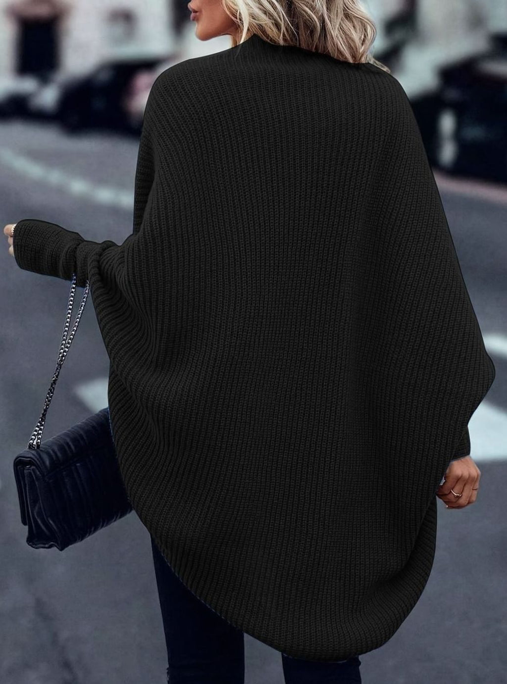 Women's Longline Open-Front Batwing Knit Cardigan
