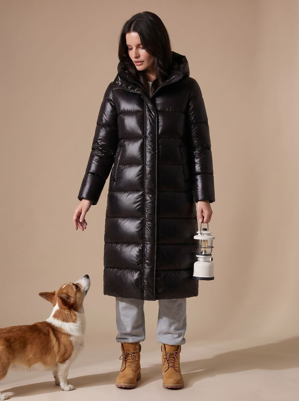 Women's Longline Quilted Hooded Puffer Jacket