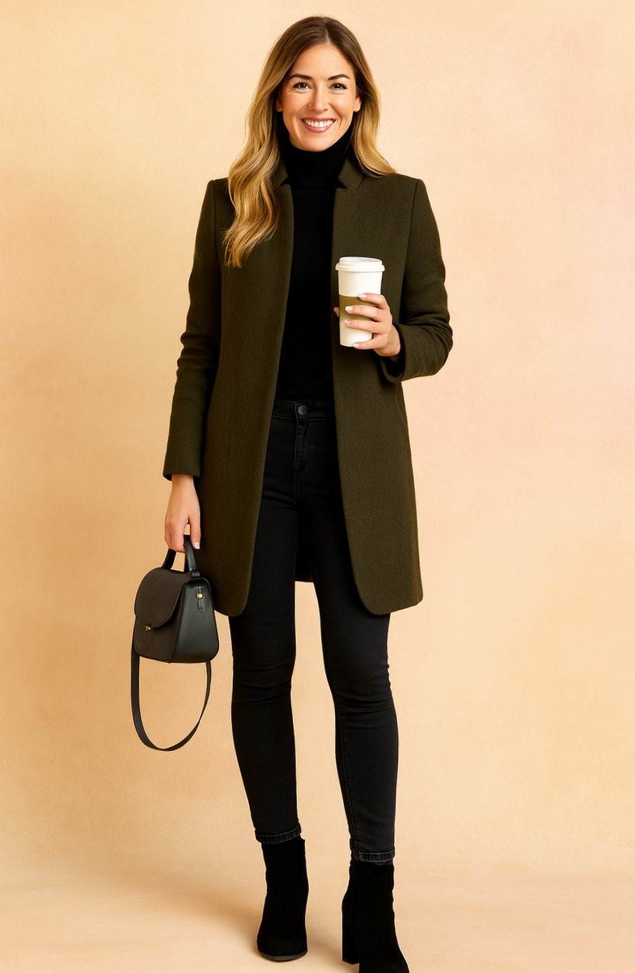 Women's Longline Straight-Cut Woolen Overcoat