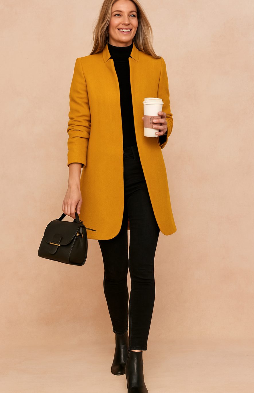 Women's Longline Straight-Cut Woolen Overcoat