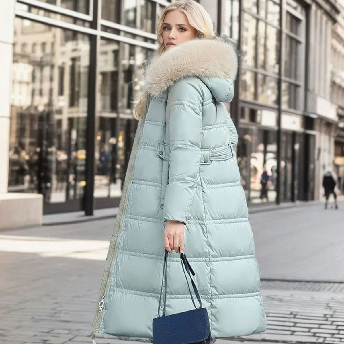 Women's Luxury Fur-Hood Long Puffer Winter Parka