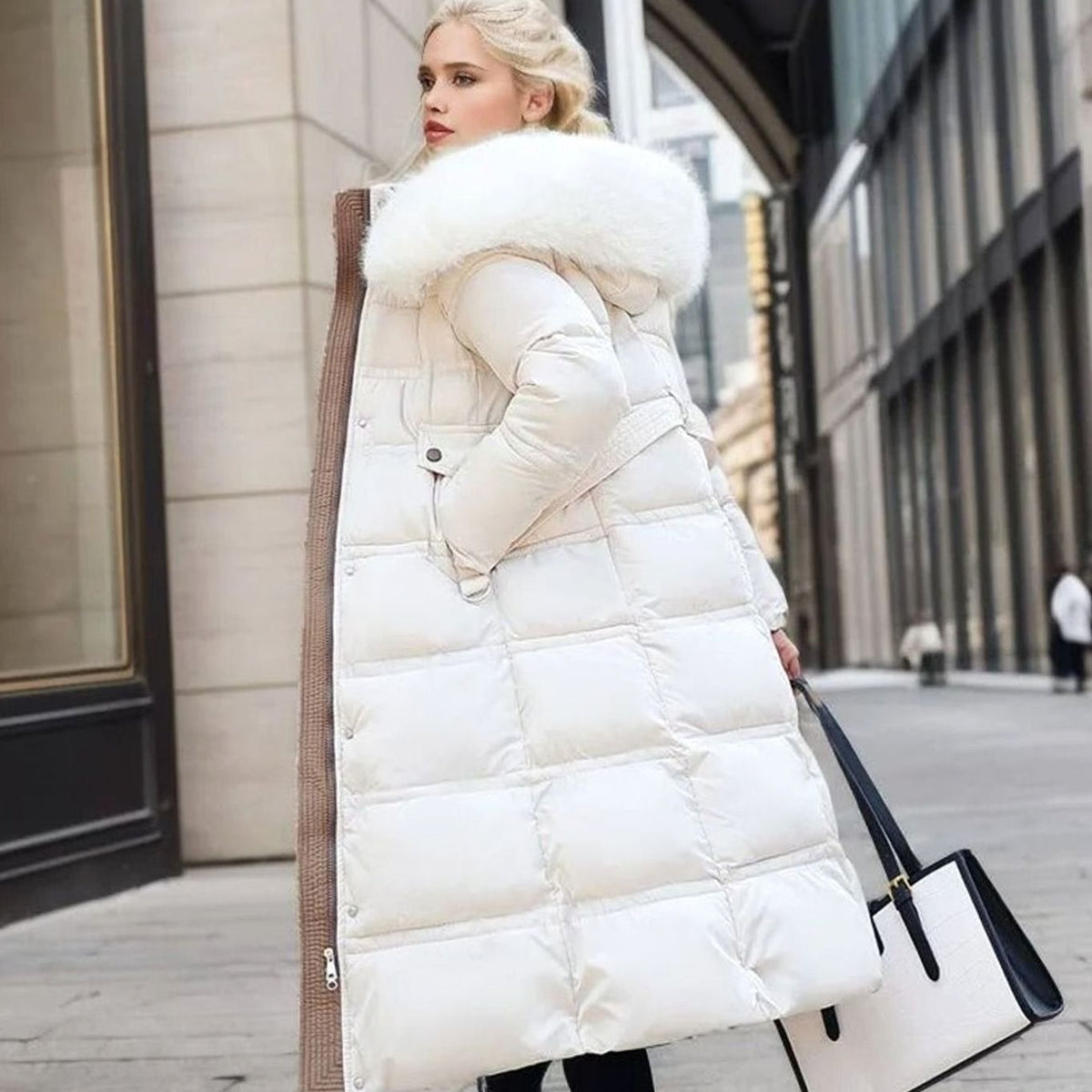 Women's Luxury Fur-Hood Long Puffer Winter Parka