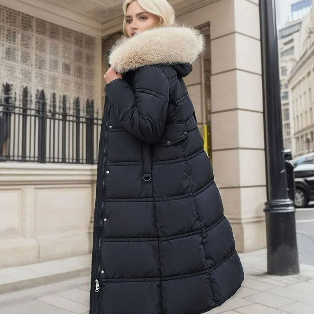 Women's Luxury Fur-Hood Long Puffer Winter Parka