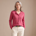 Women's Merino Wool Cashmere Button-Front Knit Cardigan - Hot Pink