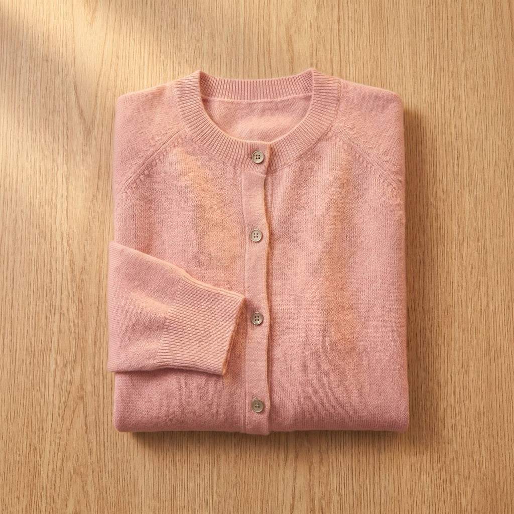 Women's Merino Wool Long-Sleeve Button-Front Knit Cardigan - Pink