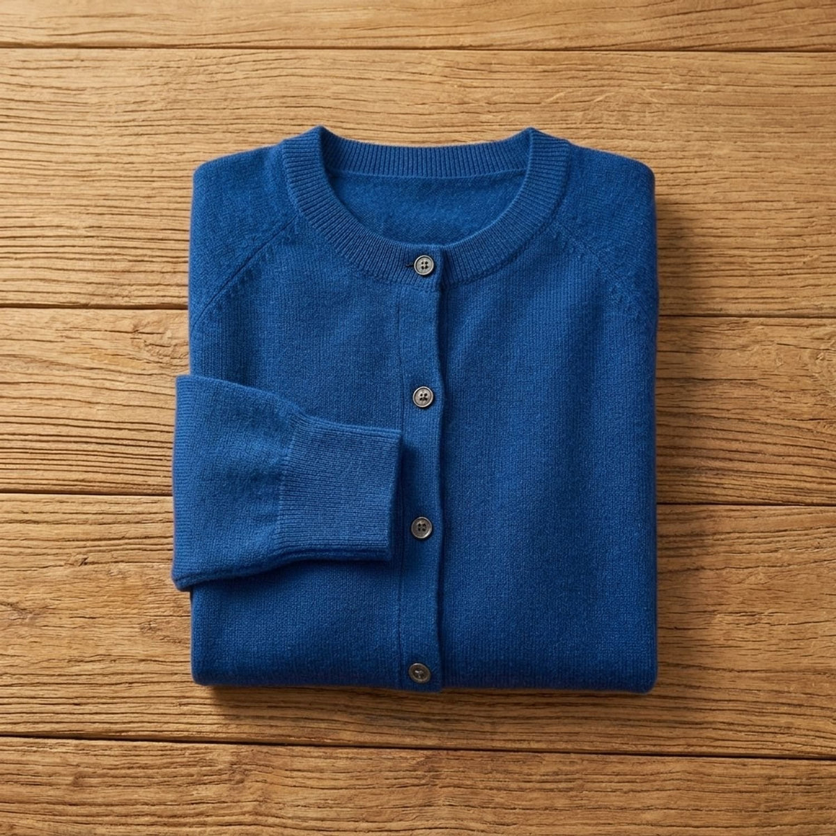Women's Merino Wool Long-Sleeve Button-Front Knit Cardigan - Blue
