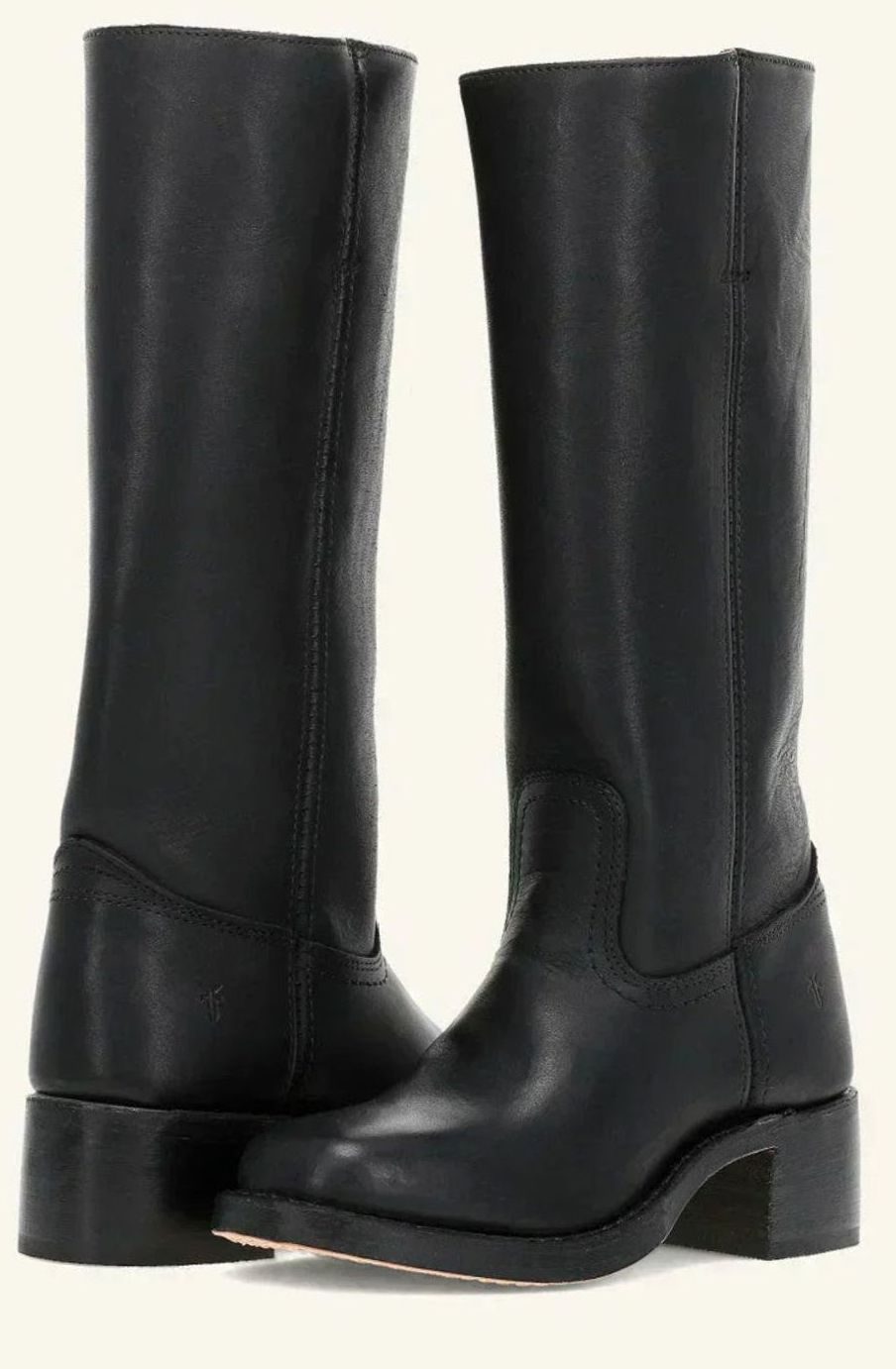 Women's Mid-Calf Stacked-Heel Slip-On Western Boots - Black