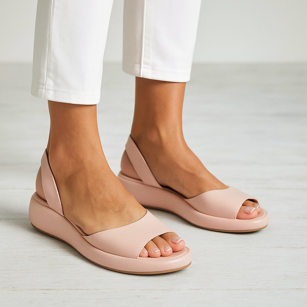 Women's Minimalist Open-Toe Platform Wedge Sandals