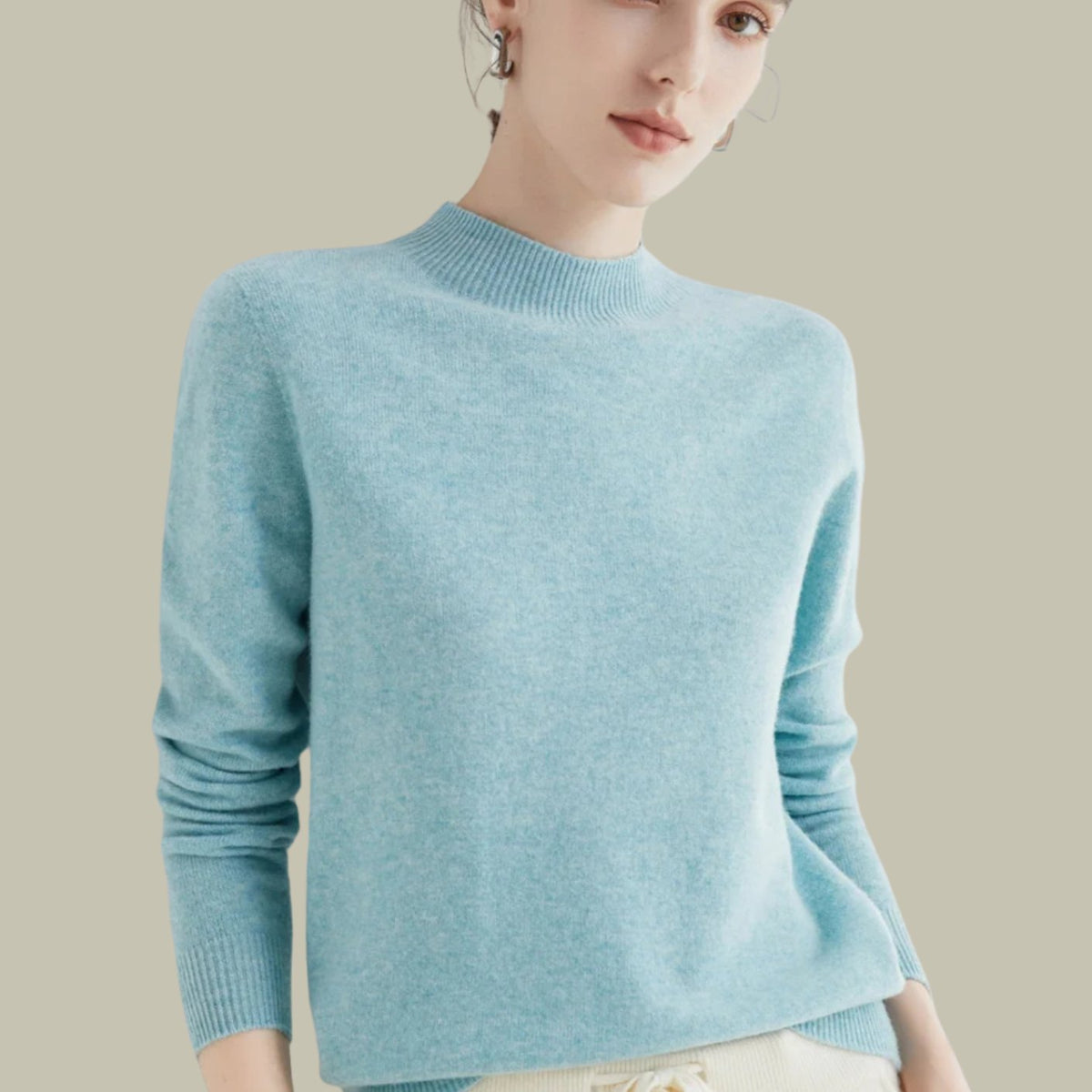 Women's Mock Neck Merino Wool Sweaters Soft Knit Pullover