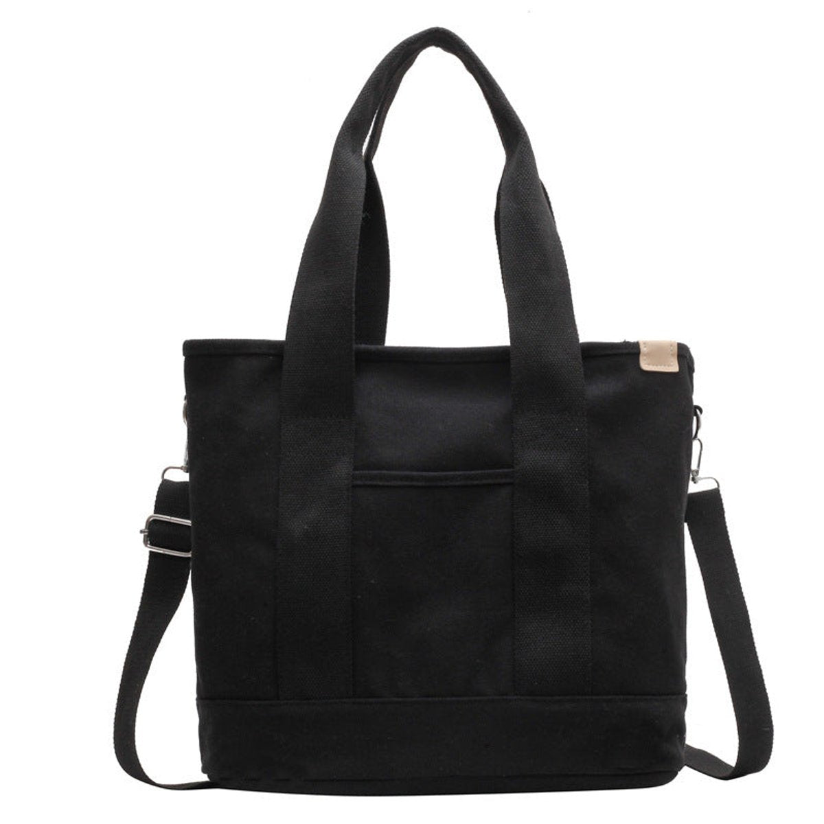 Women's Multifunction Crossbody Canvas Tote Bag Adjustable Strap - Black