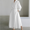 Women's Newspaper Print Collared Wrap Maxi Dress - White