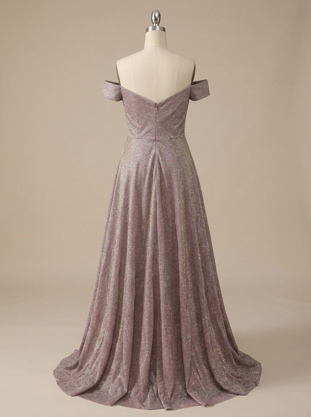 Women's Off-Shoulder Glitter A-Line Formal Wedding Guest Gown